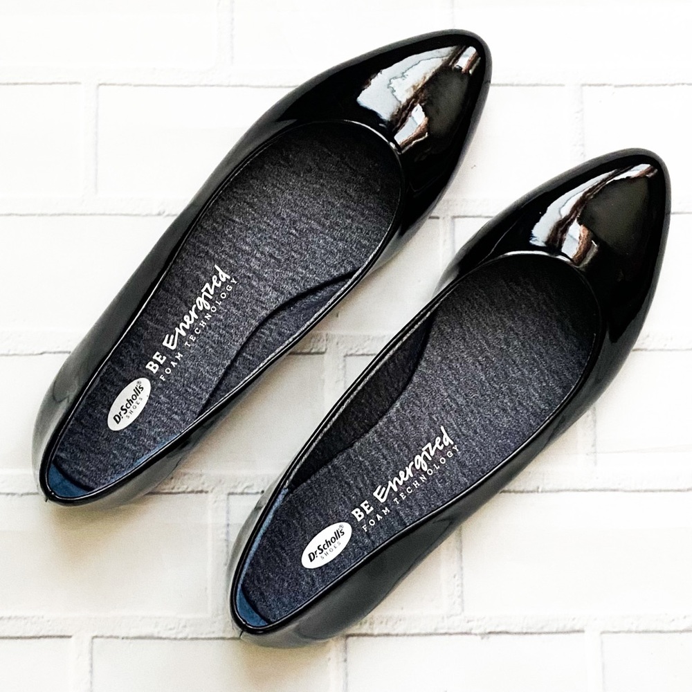 NWOT Dr. Scholl’s Black Patent Leather Pointed Toe Flat Shoes